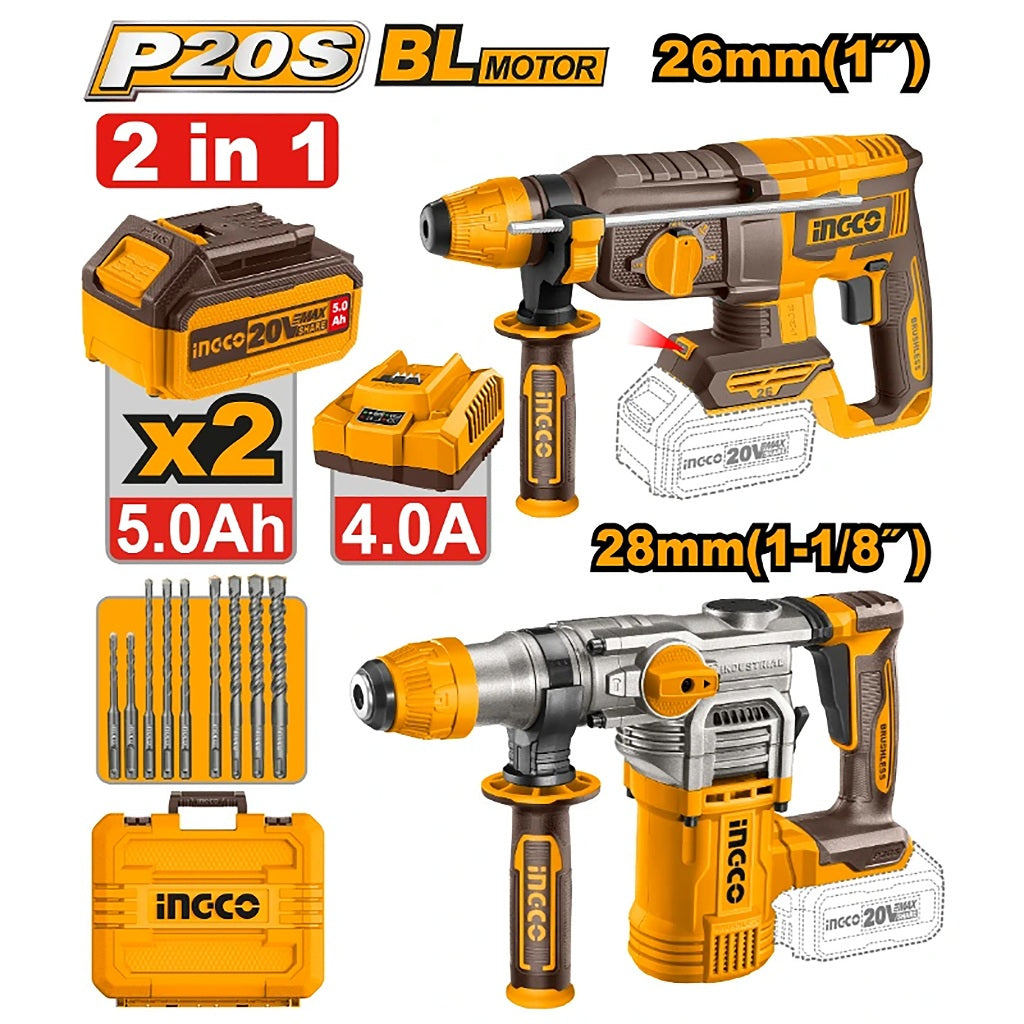 Ingco Cordless P20S/20V 2PCS Combo Kit (CRHLI20288/CRHLI20268) COSLI250462 ING-CT