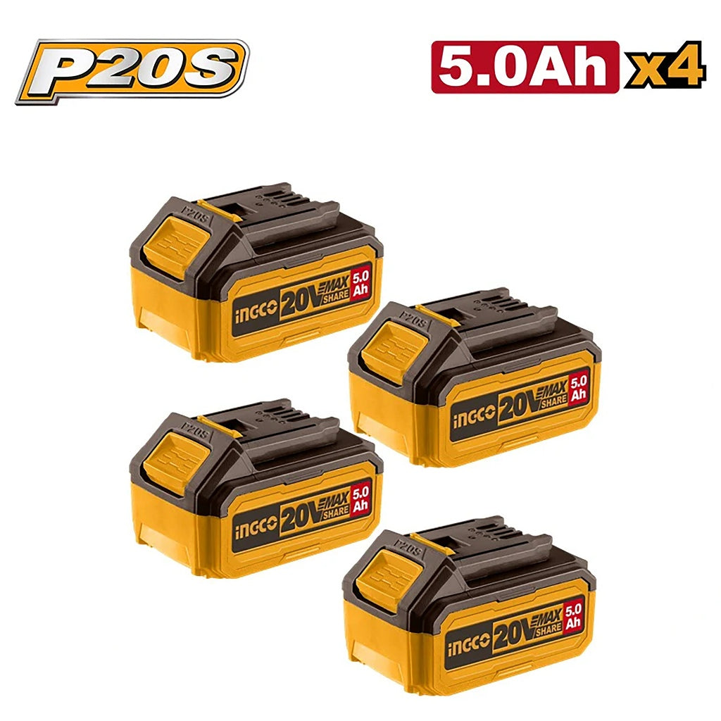 Ingco P20S/20V Lithium-Ion Battery and Charger 5PCS Combo Kit FBCLI20285 ING-CT