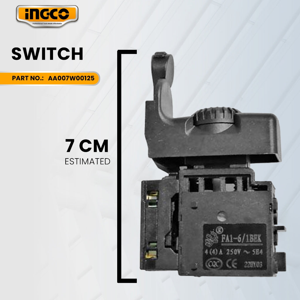 INGCO AA007W00125 Switch for ED45658 Electric Drill 450W 6.5mm ING-SP
