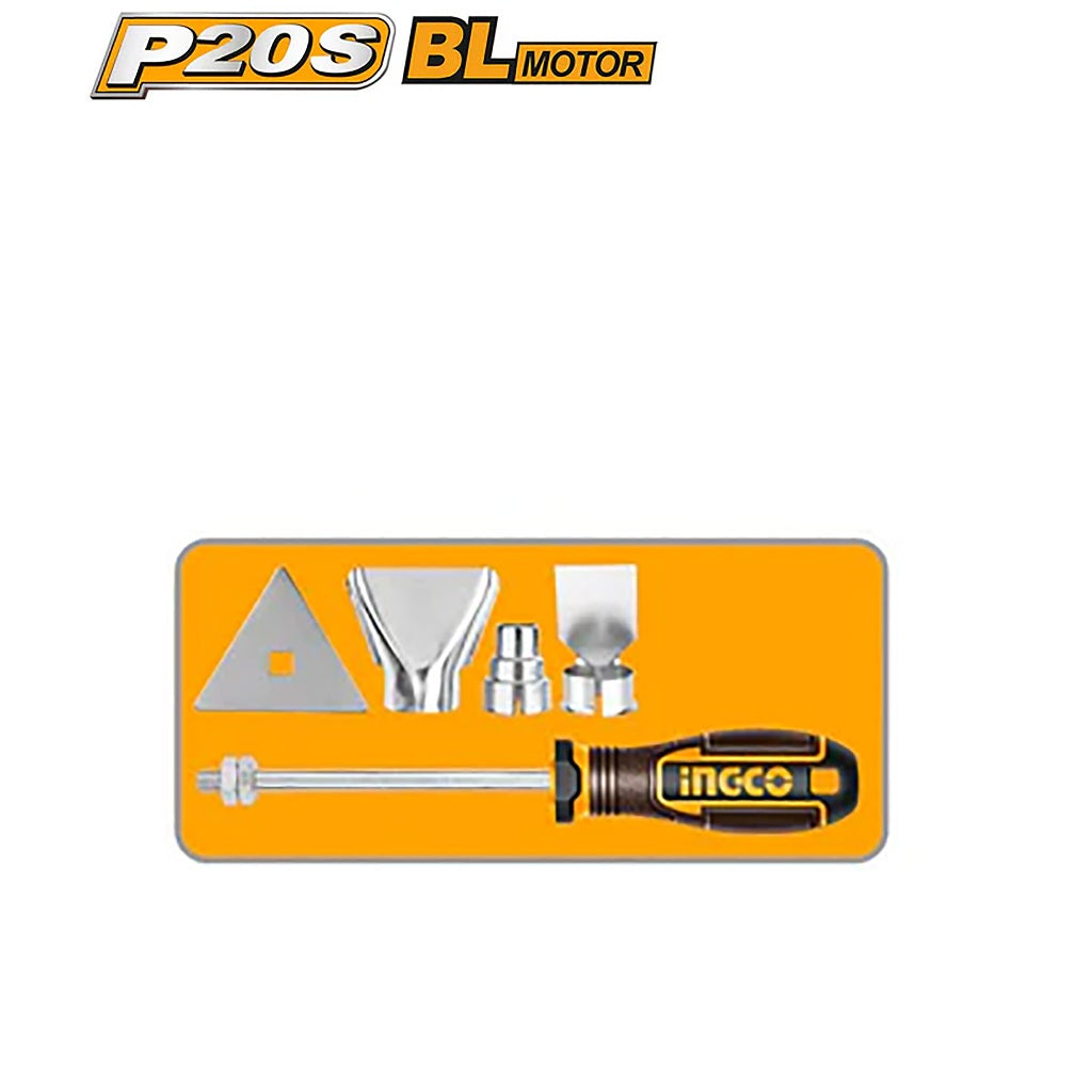 Ingco P20S/20V 3PCS Combo Kit with Lithium-Ion Cordless Heat Gun, Brad Nailer & Work Lamp