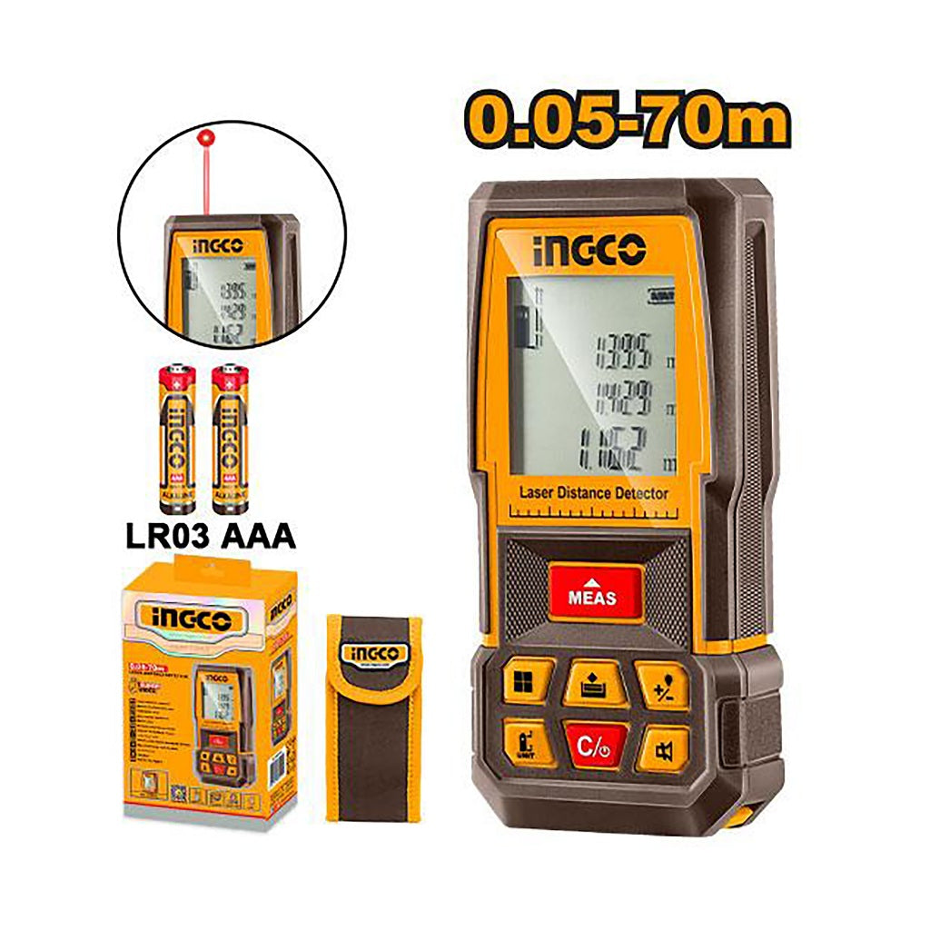Ingco 2PCS Combo Kit Laser Distance Detector with Steel Measuring Tape HLDD241201 ING-PT