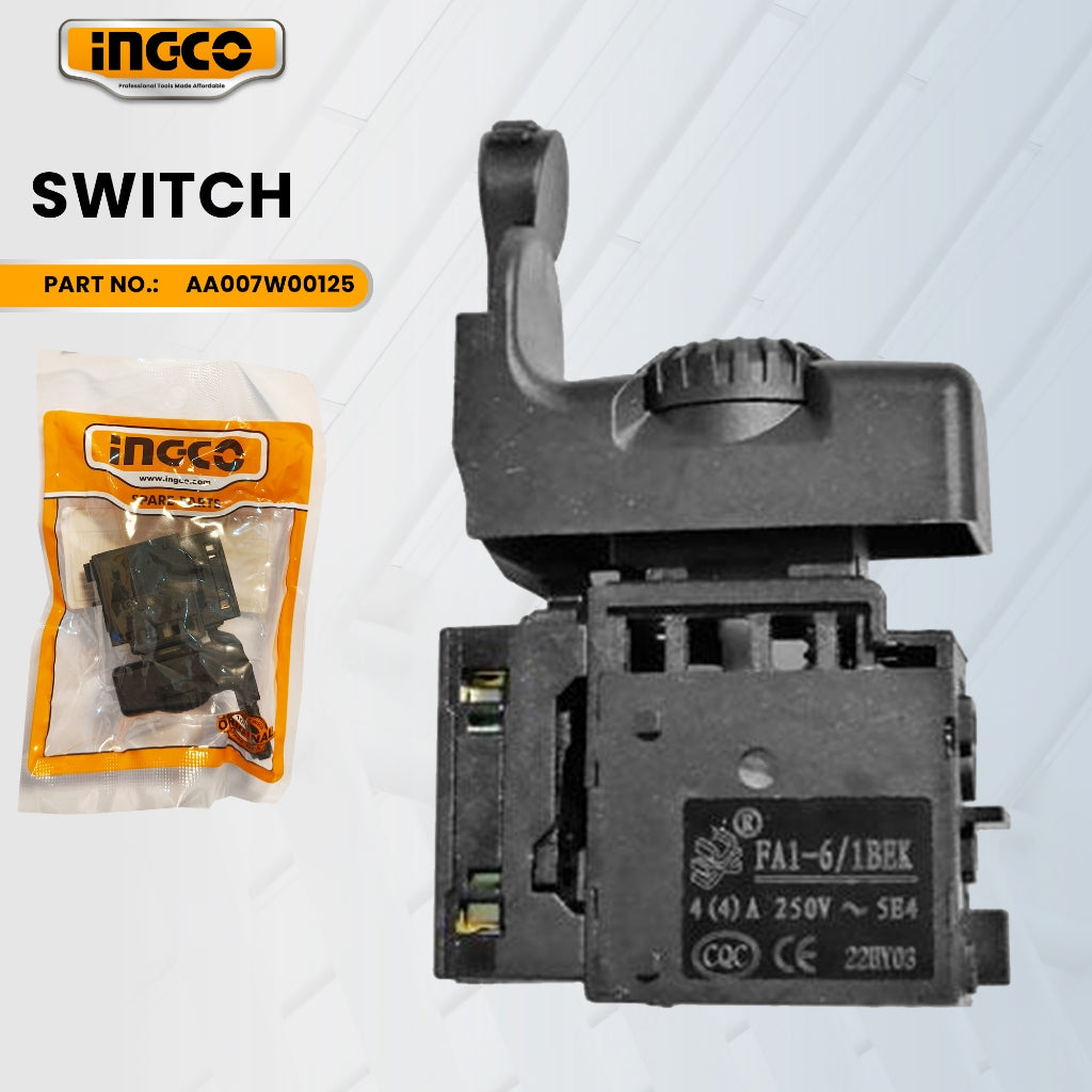 INGCO AA007W00125 Switch for ED45658 Electric Drill 450W 6.5mm ING-SP