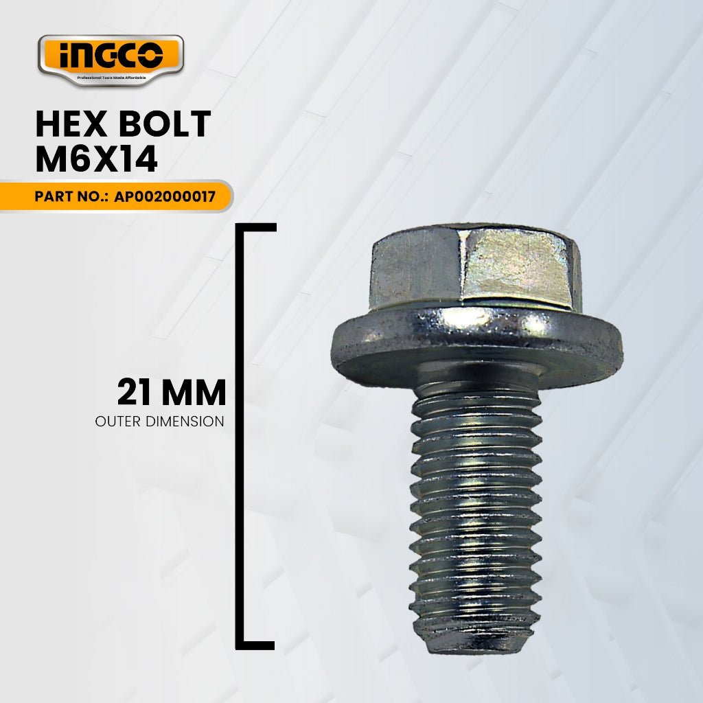 INGCO AP002000017 Hex bolt M6X14 for GLM141181 4.0HP Gasoline Garden Lawn Mower 3.0KW 4Stroke Engine ING-SP