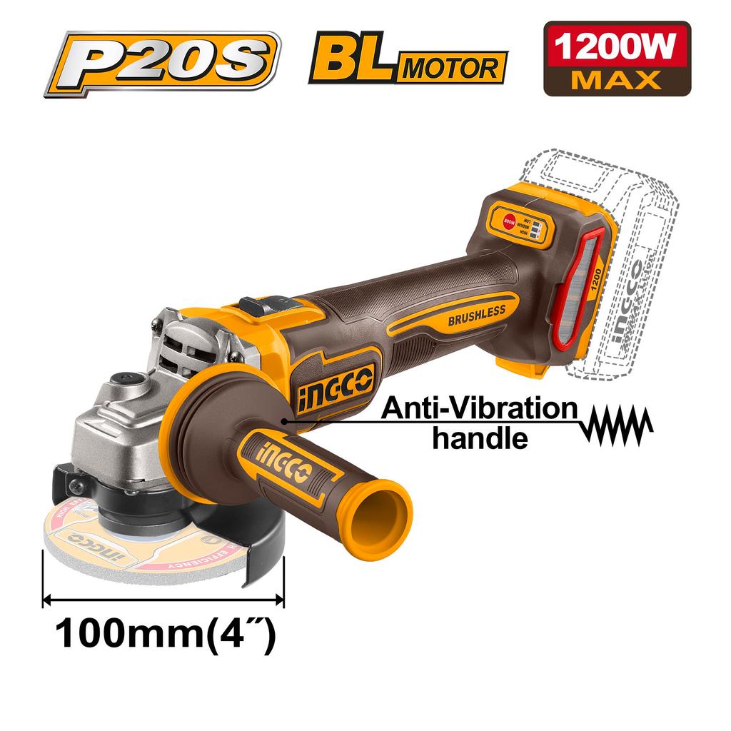 Ingco 2pcs Cordless Combo Kit 20V Cordless Grinder and Cordless Impact Drill CKLI2025610 (ICO)