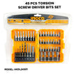 INGCO 45-piece torsion screwdriver bits set for power tools and manual use