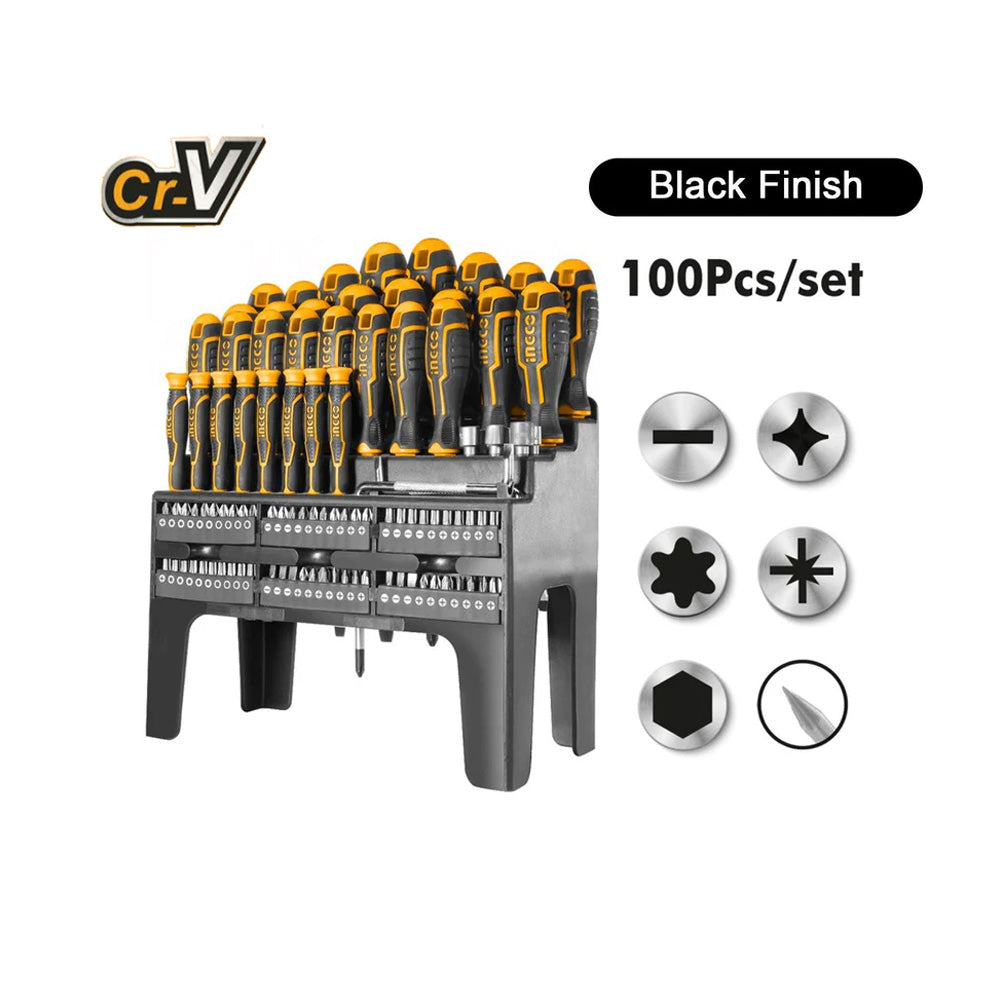 INGCO 100-Piece Screwdriver Set – CR-V Steel