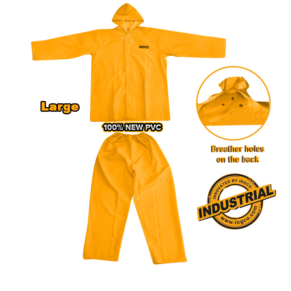 Ingco rain coat suit waterproof PVC with zipper and pockets
