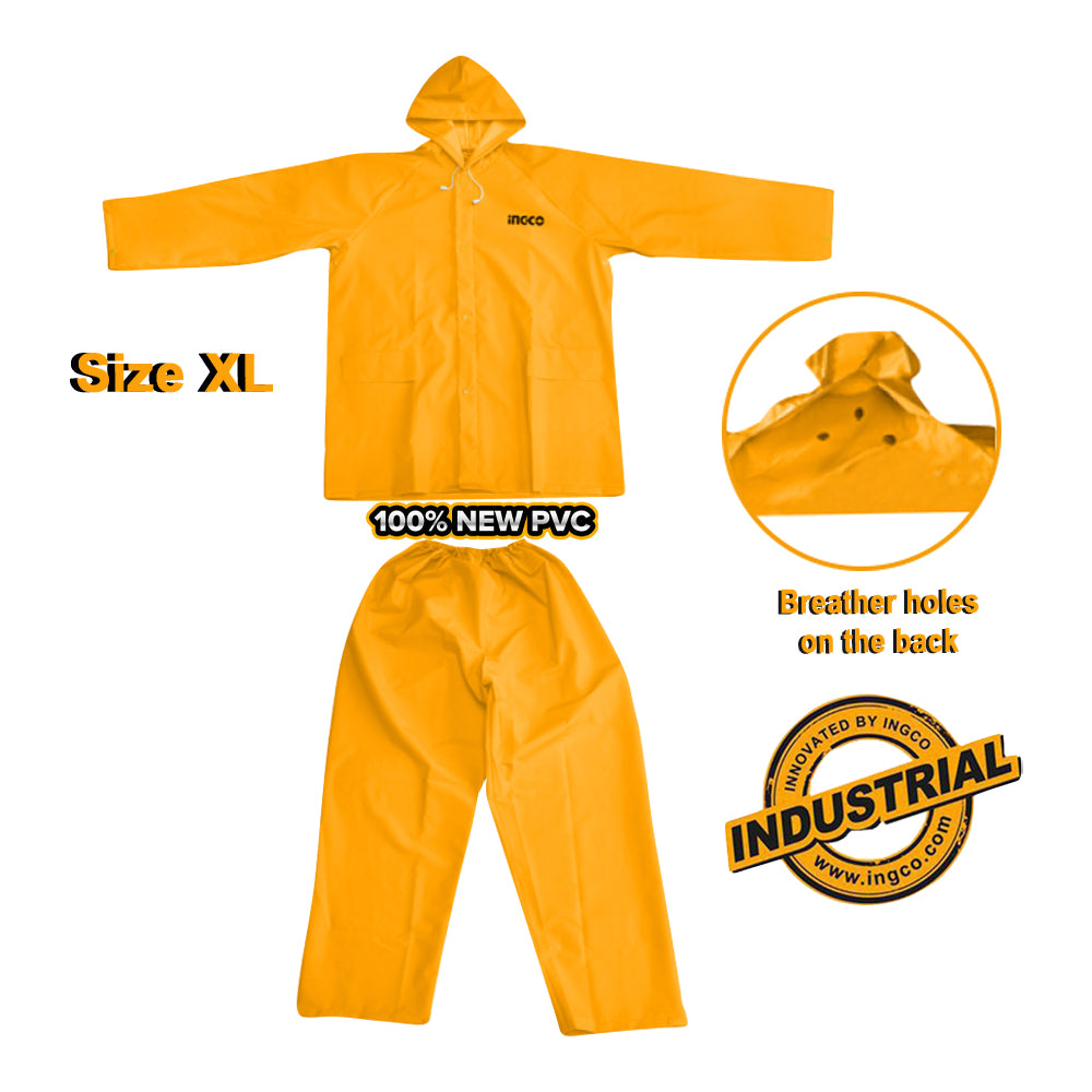 Ingco XL industrial rain coat suit PVC waterproof with zipper