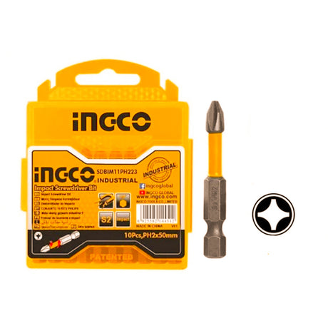 Ingco 65mm impact screwdriver bit set 10pcs steel