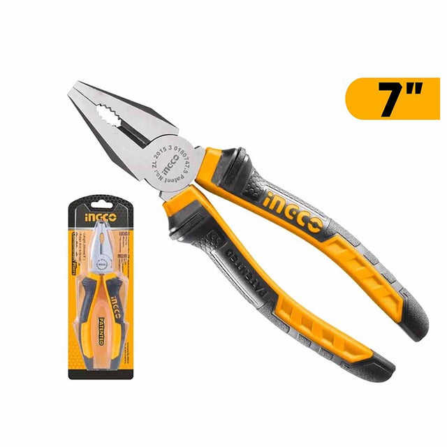 Ingco 7-inch combination pliers with polished anti-rust finish