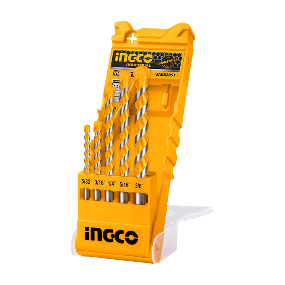 INGCO 5-piece masonry drill bit set for concrete and stone drilling