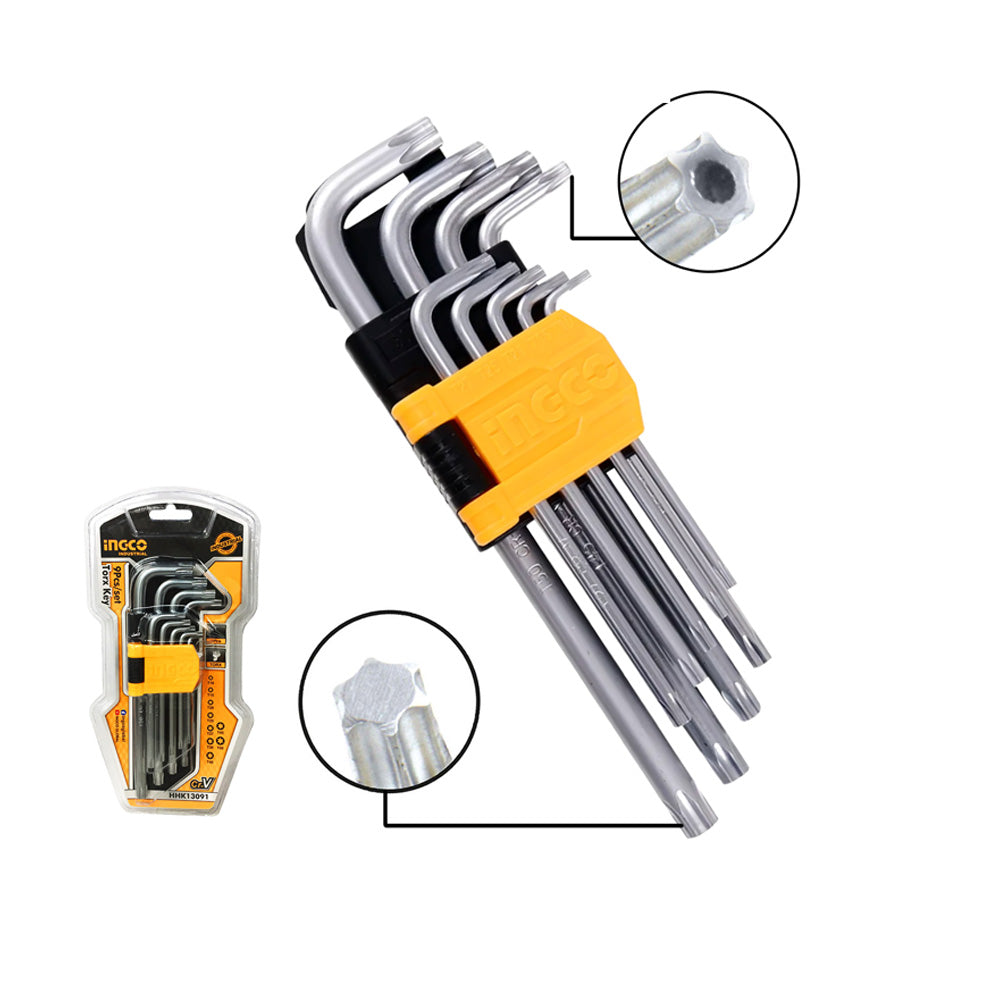 Ingco 9pcs CR-V torx key set industrial tools