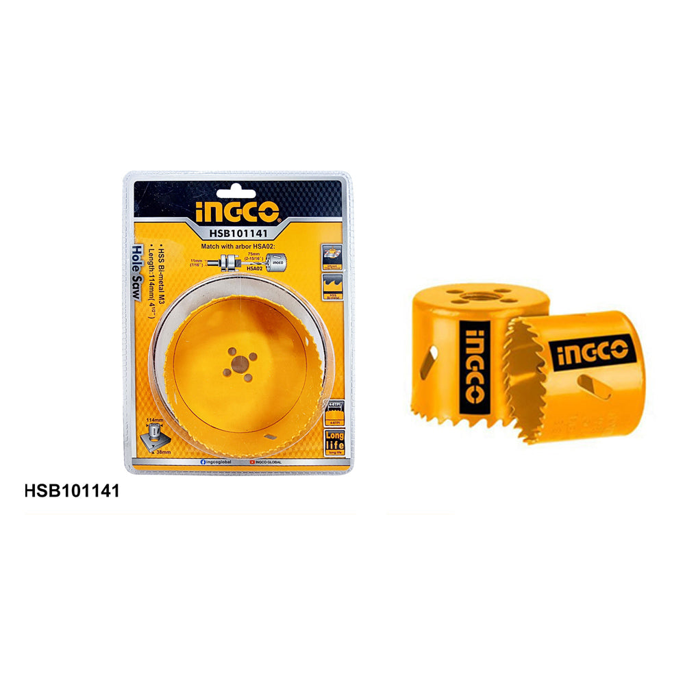 Ingco bi-metal hole saw 114mm HSS M3 compatible
