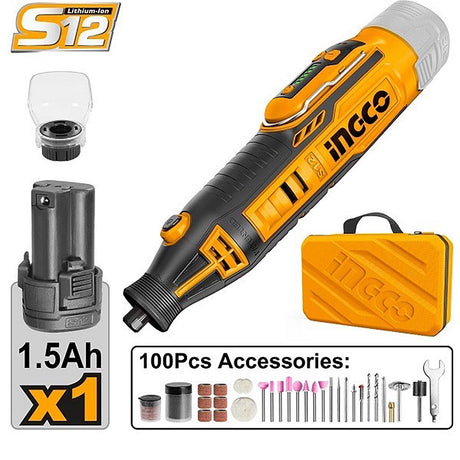 INGCO 12V Cordless Grinder with 100pcs Accessories