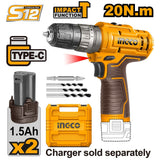 ingco lithium-ion impact drill no-load speed: /0-1500rpm cidli12202 s12 ing-pt product photo