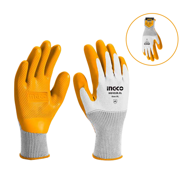 ingco industrial high grade t/c shell cut-resistance latex gloves hgvl08-xl ing-se product photo