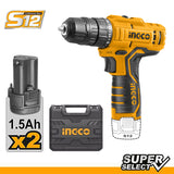 Lithium-Ion Cordless Drill 12V with 2 Batteries CDLI12325 / CDLI12208 / CDLI12328 ING-COR