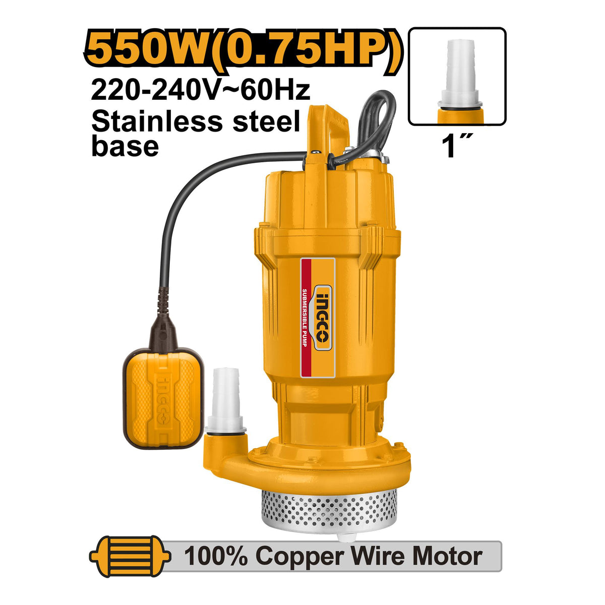 Ingco Submersible Water Pump 370W(0.5HP) | 550W (0.75HP) SPC370 | SPC550 (IPT)