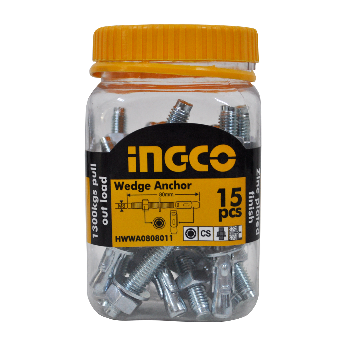 Wedge Anchor Zinc Plated Finish HWWA0808011 ING-AC