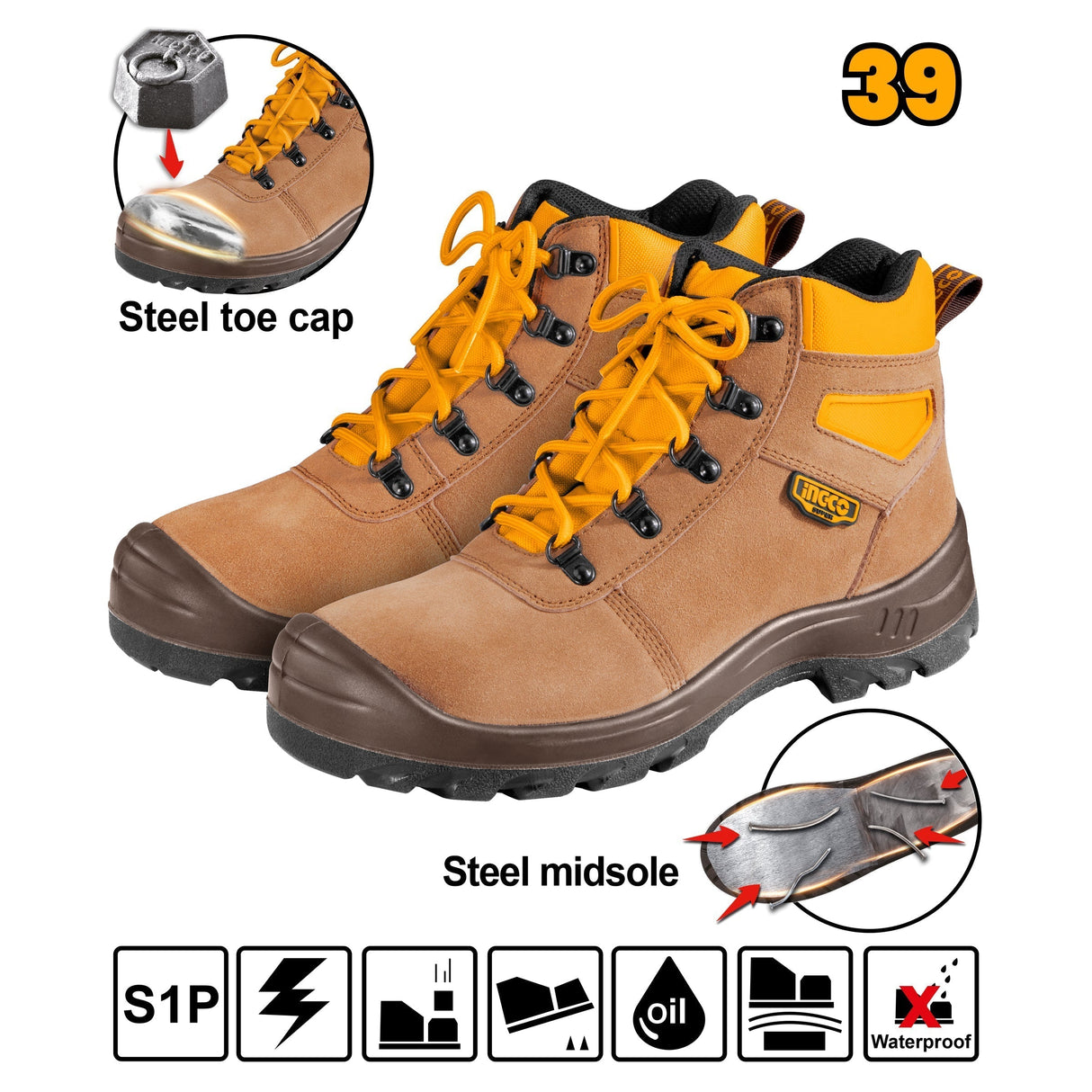 Safety Boots with Steel Toe Cap SSH02S1P ING-SE