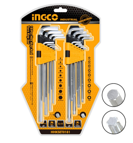 Ingco 18 Pcs / Set Hex Key and Torx Key HHKSET0181 - Winland Depot
