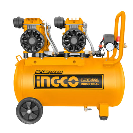 Orange air compressor with 'INGCO' branding on a white background