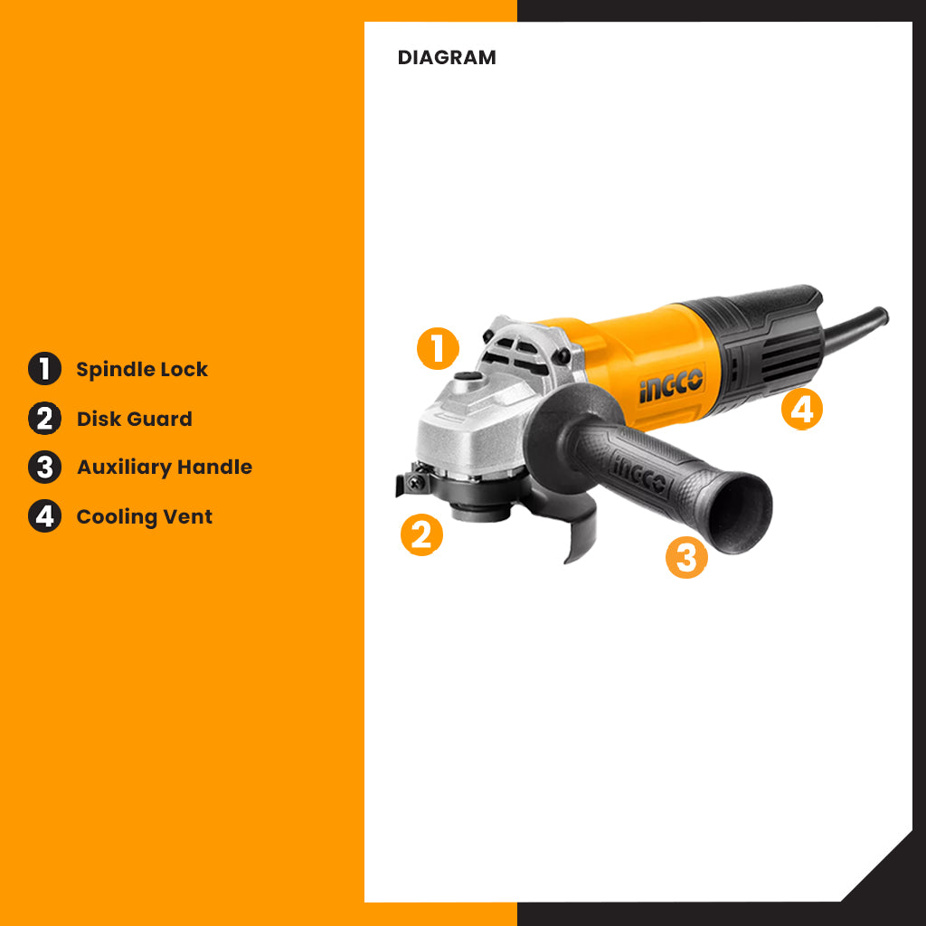 Electric Angle Grinder 750W Power Tool AG70012-1(750W)