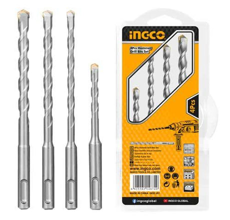 Ingco 4Pcs Hammer Drill Bits Set for Concrete Drilling AKDB2055 - Winland Depot