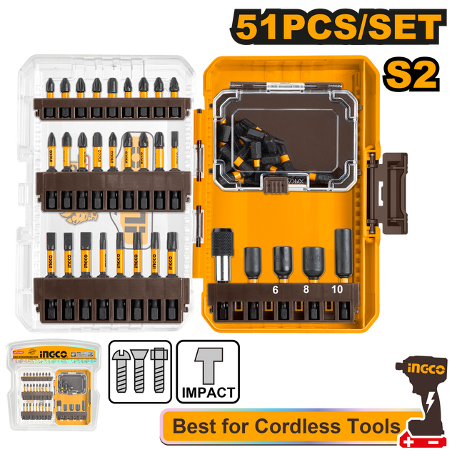 INGCO 51pcs Impact Screwdriver Bits Set