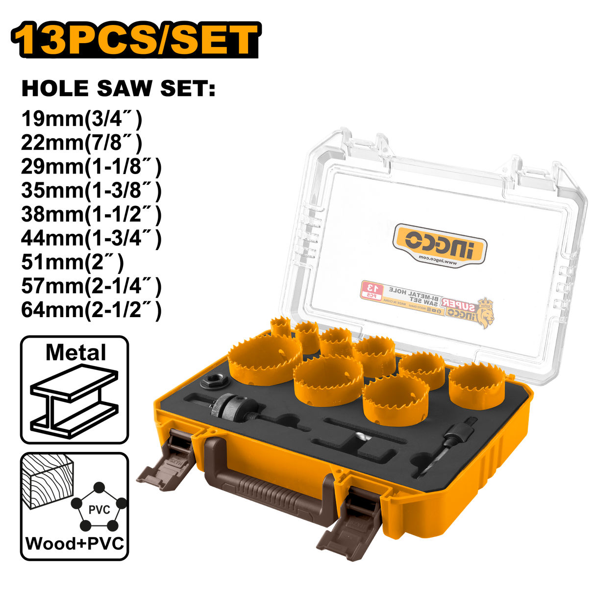 13PCS/Set Bi-Metal Hole Saw Set with Case AKH0132 ING-AC