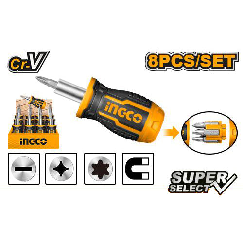 Ingco Super Select 8 in 1 Stubby Screwdriver Set AKISDS0708