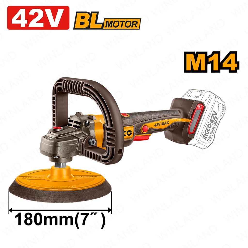 Ingco 42V/M14 Brushless Motor Lithium-Ion Cordless Polisher APLI42181 ING-CT