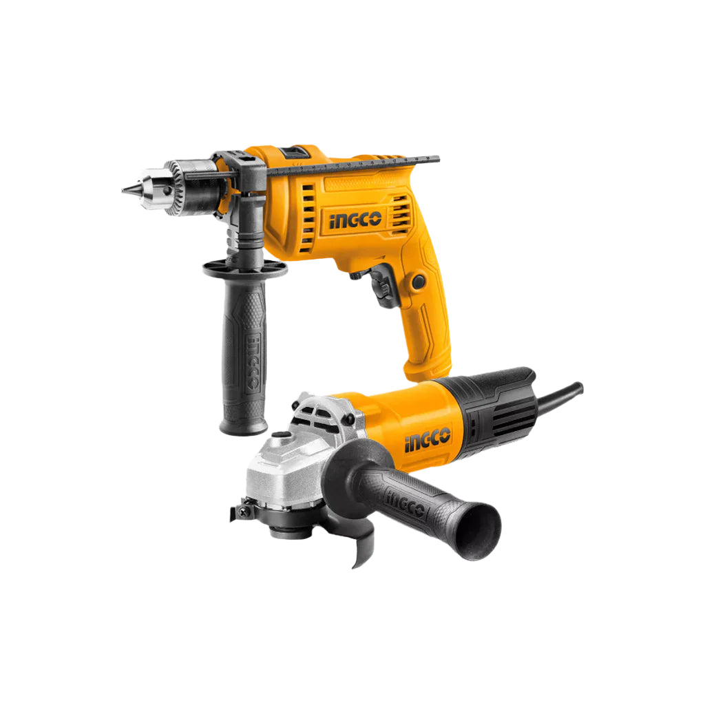 INGCO angle grinder 750W with impact drill 680W set kit