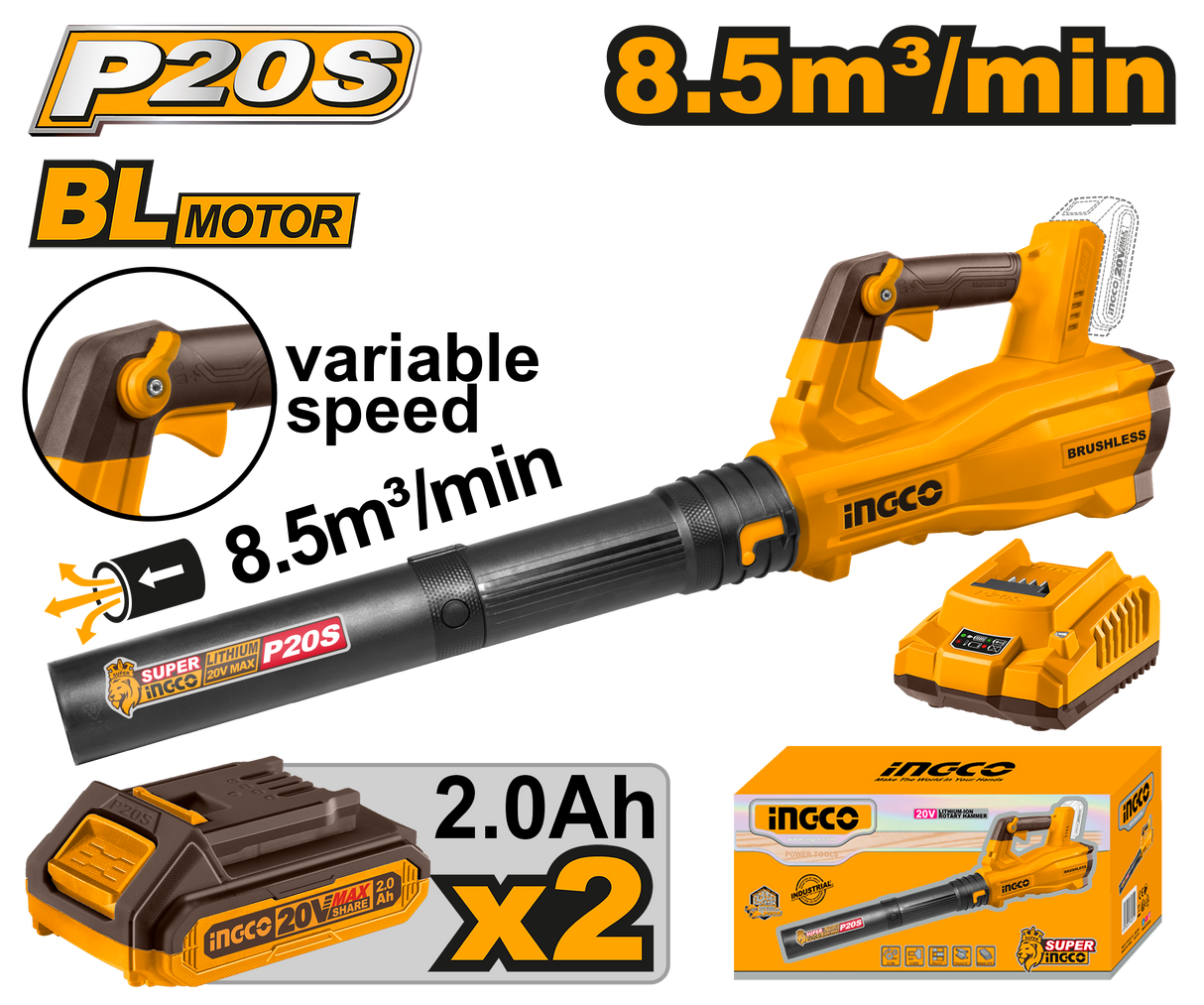 Brushless Motor Lithium-Ion Cordless Blower 20V P20S POWERSHARE