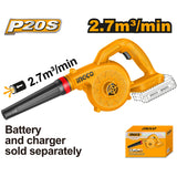 Ingco Lithium-Ion Cordless Blower 20V No-load speed: 18,000rpm CABLI2078 ING-CT