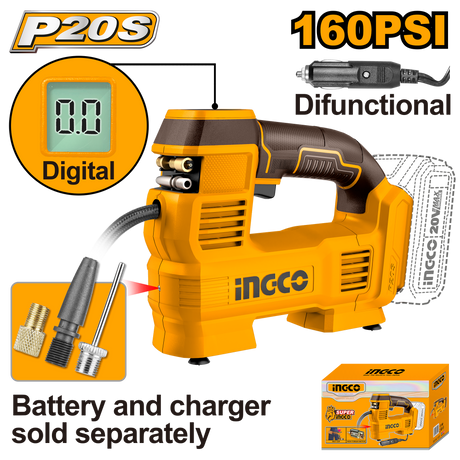INGCO P20S 20V Cordless Auto Air Compressor 160PSI