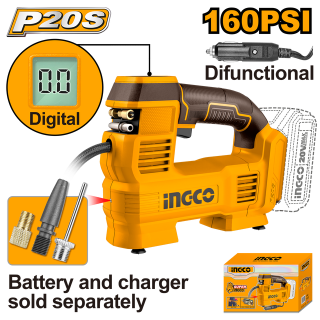 INGCO P20S 20V Cordless Auto Air Compressor 160PSI