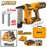 P20S/20V 400PCS/Set Nails Lithium-Ion Brushless Motor Cordless Brad Nailer Kit-40mm