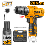Lithium-Ion Cordless Drill 12V with 2 Batteries CDLI12325 / CDLI12208 / CDLI12328 ING-COR
