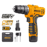 Lithium-Ion Cordless Drill 12V with 2 Batteries CDLI12325 / CDLI12208 / CDLI12328 ING-COR