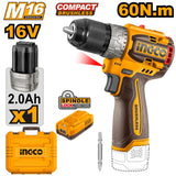 Brushless Motor Compact Cordless Drill 16V CDLI16682 ING-COR