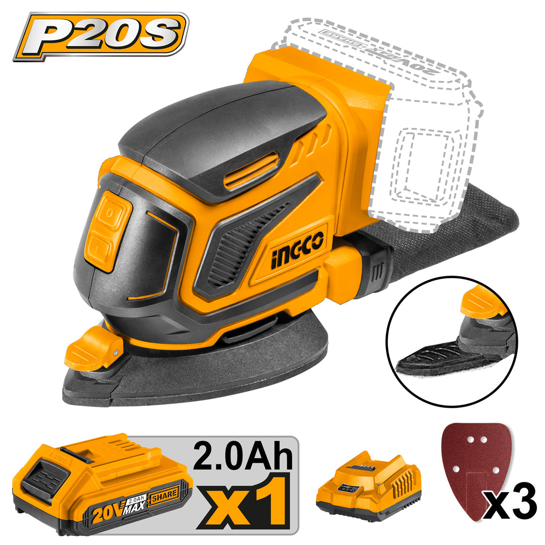 Ingco P20S 20V Lithium-Ion Palm Sander CDSLI20511