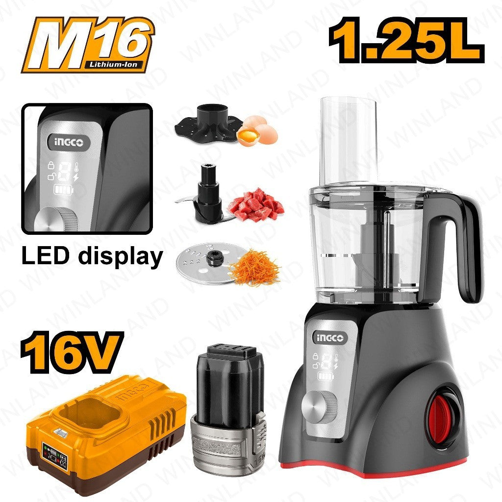 1.25Liters (16V DC) 250W Cordless Food Processor CFP026K | CFP027K ING-COR