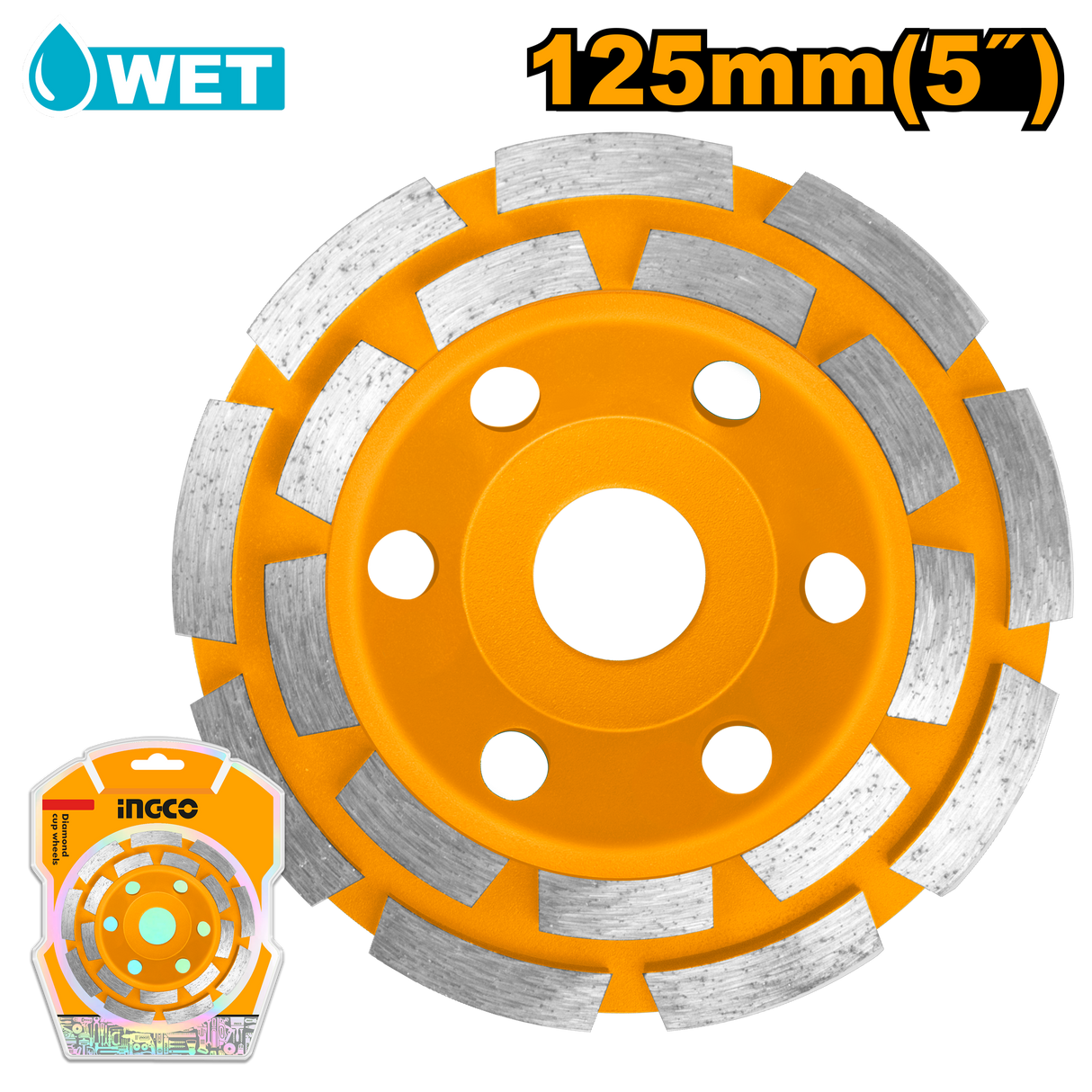 Ingco 5inches (125mm) Diamond Cup Wheels Disc with 20pcs Blade CGW021251 ING-HT