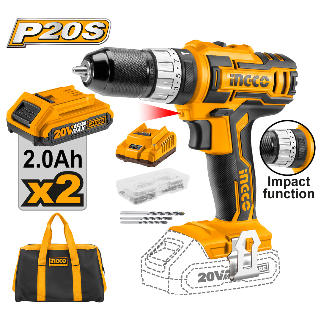 P20S 20V Cordless Impact Drill w/ 50 Accessories CIDLI2002