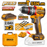 P20S/20V Lithium-Ion Compact Brushless Cordless Impact Drill ING-COR