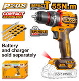 INGCO P20S 20V Brushless Cordless Impact Drill Lithium-Ion