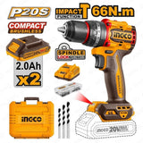 P20S/20V Lithium-Ion Brushless Compact Impact Cordless Drill ING-COR