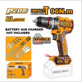 P20S/20V Lithium-Ion 96NM Cordless Brushless Motor Impact Drill CIDLI20968/CIDLI209681 ING-CT