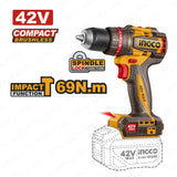 Ingco 42V/69NM Brushless Motor Lithium-Ion Cordless Impact Drill CIDLI426981 ING-CT